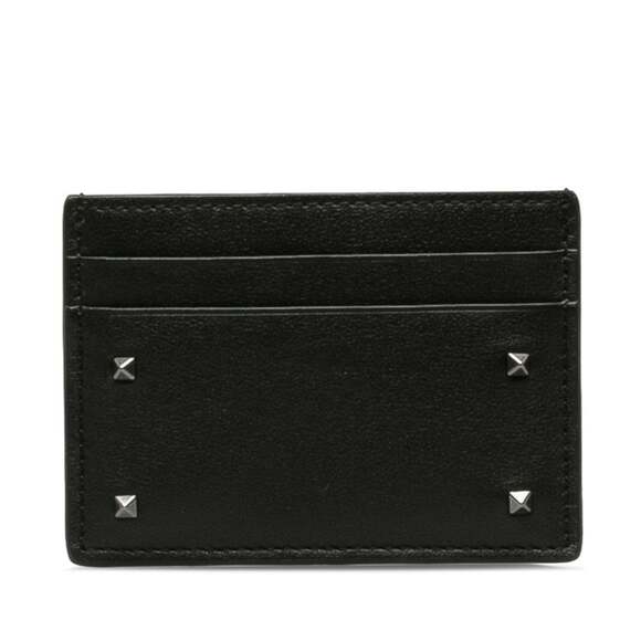Valentino Rockstud Card Case Pass Black Leather Women's VALENTINO